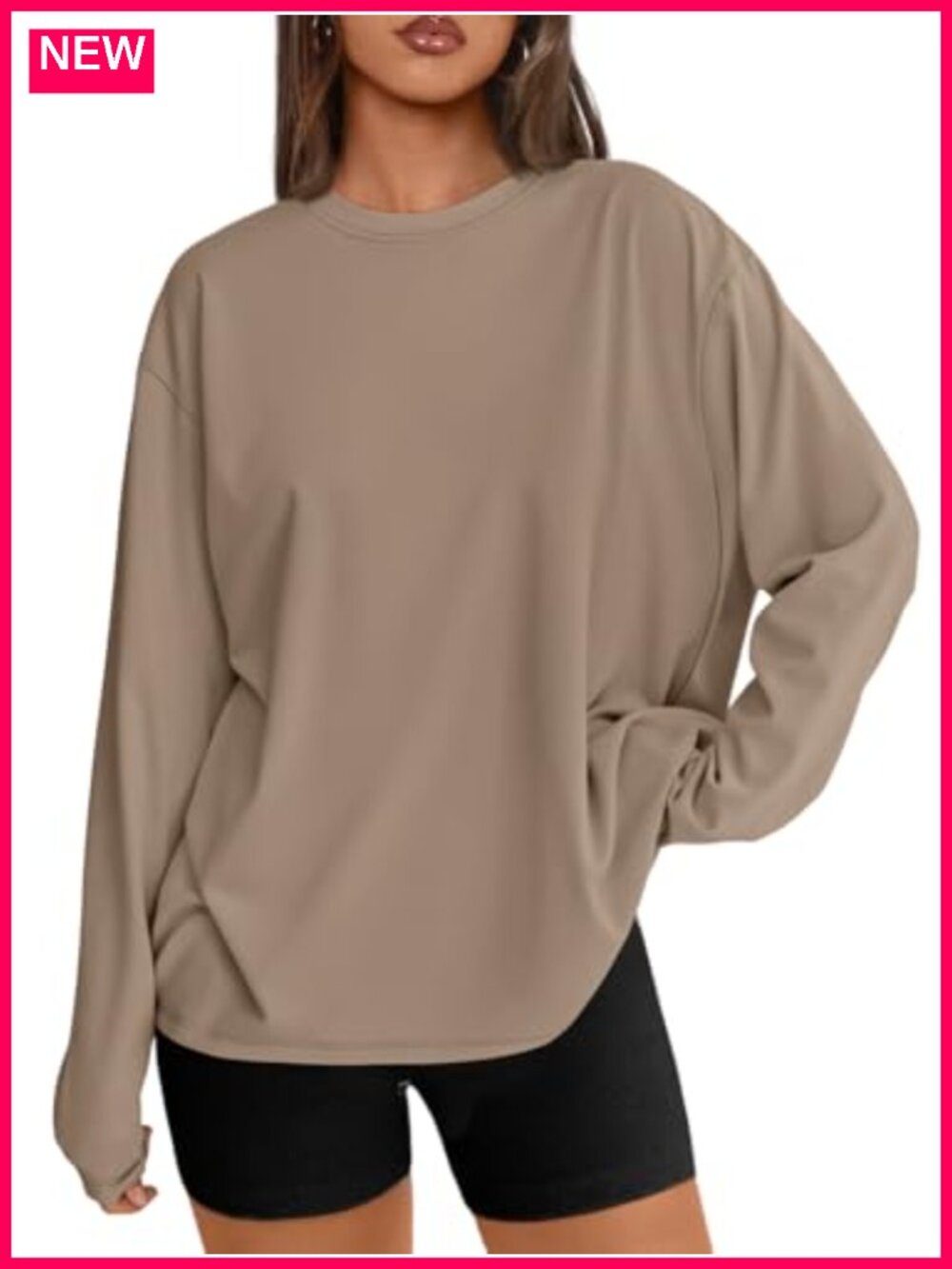 Oversized Long Sleeve T-Shirt Crew Neck Pullover Casual Fall Top